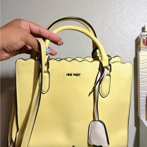 Nine West Lemon Yellow Tote with Scalloped Edges